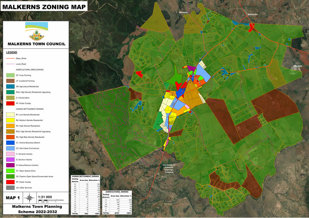 Insert Map 1 – Malkerns Zoning Map